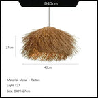 Handwoven Wicker Pendant Light in Natural Straw Shade