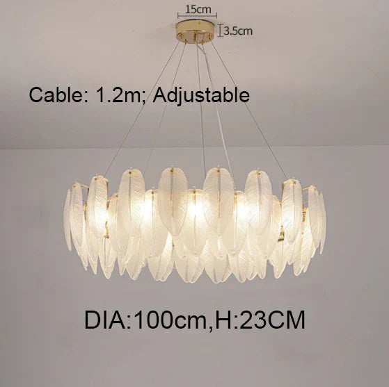 DecorBites™ ثريا ريش ذهبية بإضاءة LED معلقة لديكور المنزل
