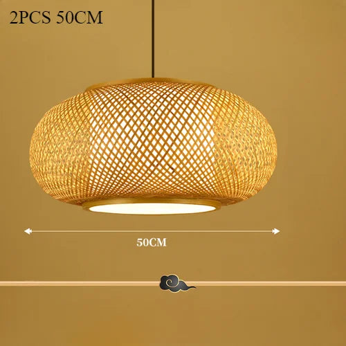 Japanese Bamboo Woven Lantern Pendant Light