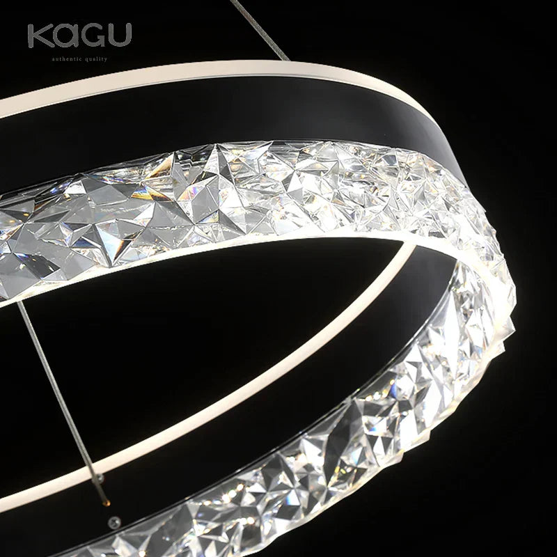 DecorBites™ Crystal Rings LED Chandelier Black&White Frame