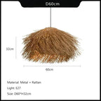 Handwoven Wicker Pendant Light in Natural Straw Shade