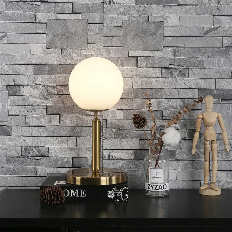 DecorBites™ Glass Ball LED Table Lamp Simple Nordic Design Elegant Bedroom Decor