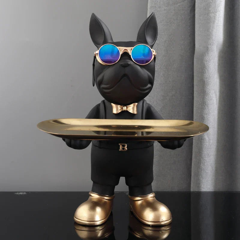 DecorBites™ French Bulldog Sculpture: Abstract Figurine & Key Holder Ornament