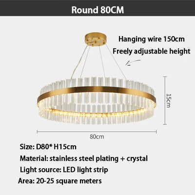 DecorBites™ ثريا كريستال ذهبية: إضاءة LED فاخرة وعصرية لغرفة الطعام والمعيشة وغرفة النوم