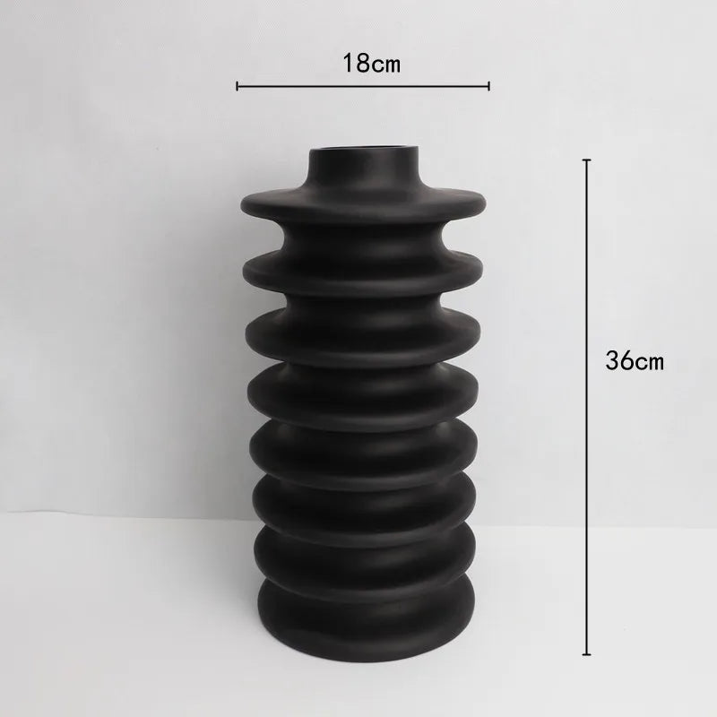 DecorBites™ Geometric Circle Spiral Black Resin Vase - Home Decor Flower Pot