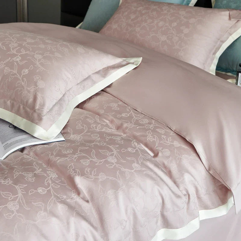 DecorBites™ 1000TC Egyptian Cotton Jacquard Duvet Cover Set: Luxury Satin Silky Bedding Collection