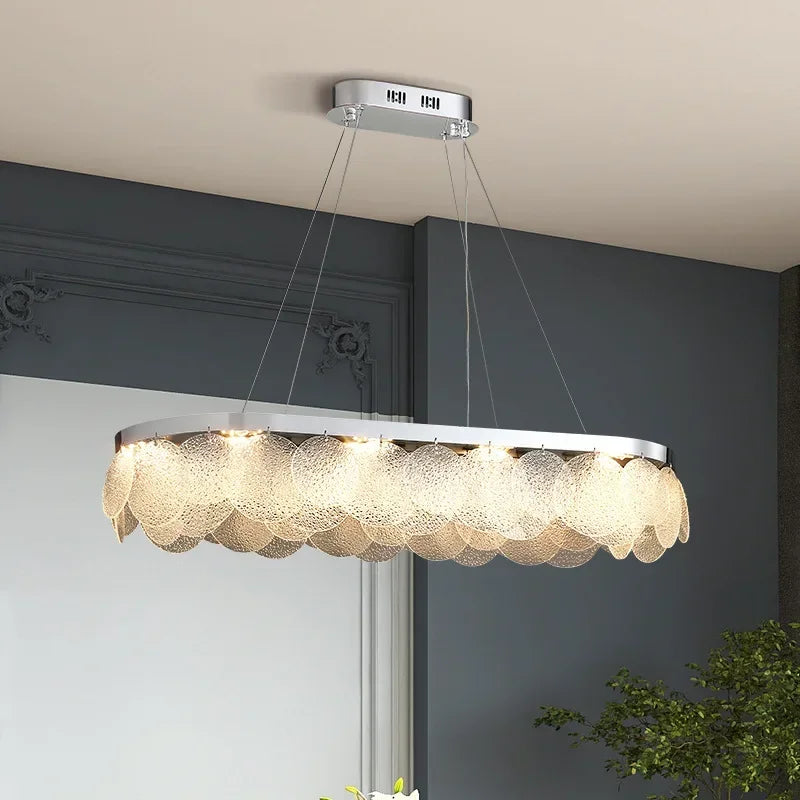DecorBites™ ثريا زجاجية ومصباح سقف LED | فن معدني حديث | ديكور داخلي لغرفة المعيشة والمطبخ