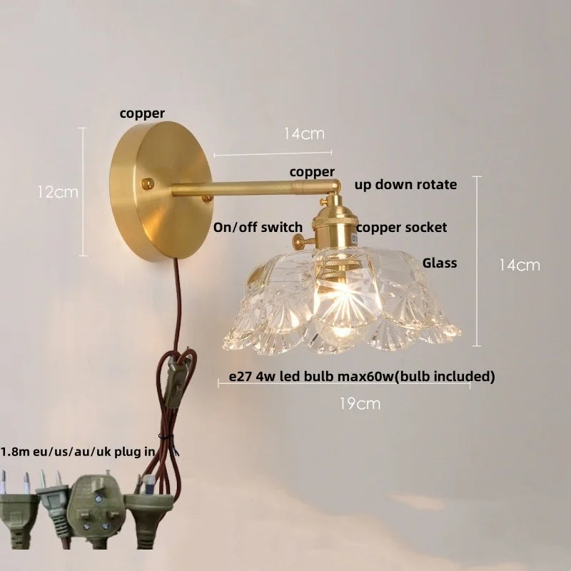 وحدة إضاءة حائط LED DecorBites™ زجاجية شفافة بمفتاح سلسلة سحب