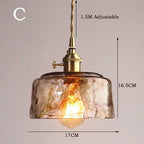 Retro Amber Glass Japanese-Style Pendant Light