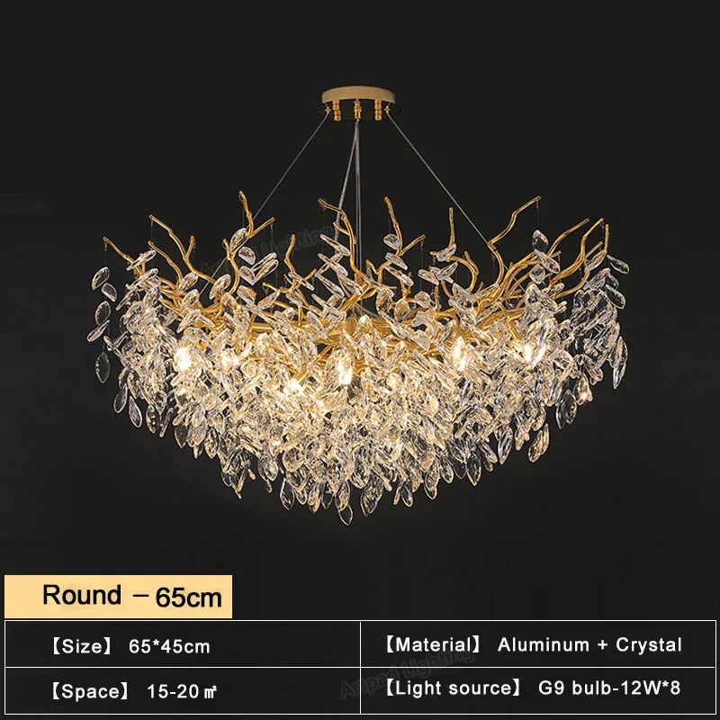 DecorBites™ ثريات كريستال ذهبية لغرفة الطعام، مصباح تعليق فرعي، إضاءة كبيرة