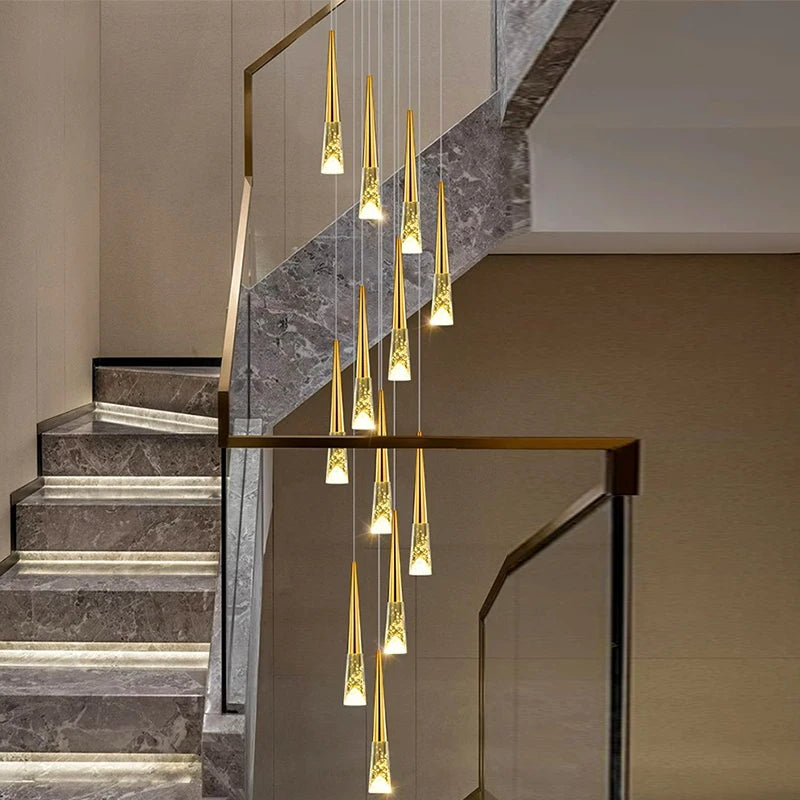 Modern Crystal Staircase Chandelier Pendant Light