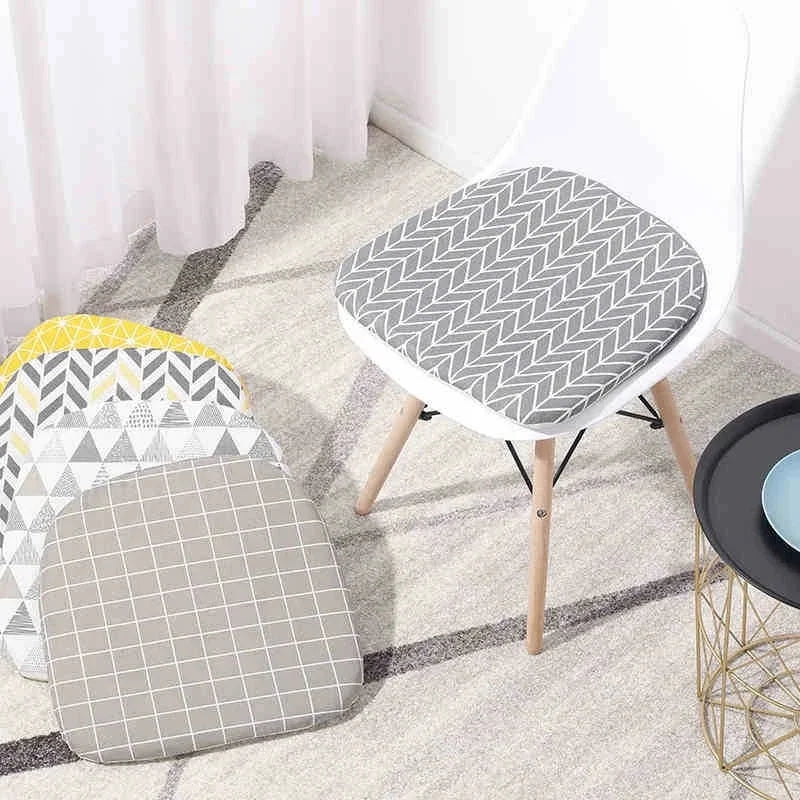 DecorBites™ Cotton Hemp Dining Chair Cushion - Nordic Print, Non-Slip, Comfortable Office & Living Decor