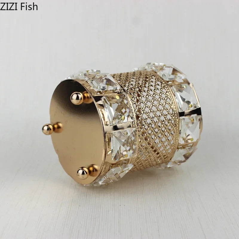 DecorBites™ Gold Plated Hollow Glass Jar: Elegant Makeup Brush & Pen Holder