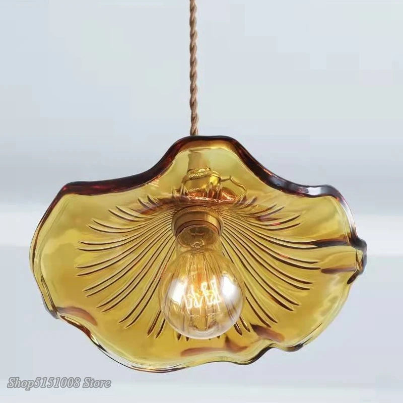 Modern Colorful Glass and Copper Pendant Light