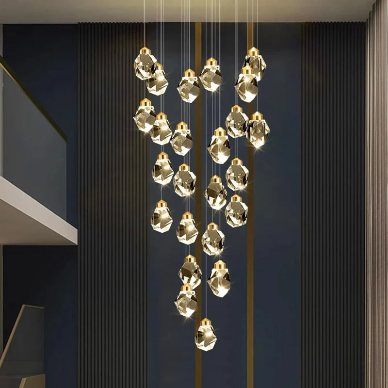 Modern Crystal Staircase Chandelier Pendant Light