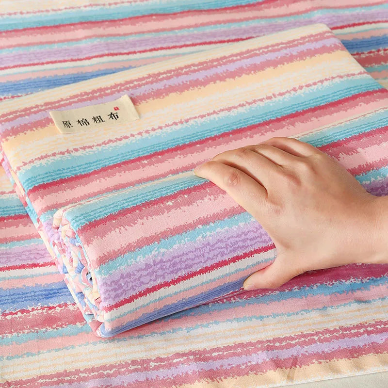 DecorBites™ Cotton Striped Fitted Bed Sheet for Queen Double Mattress Cover