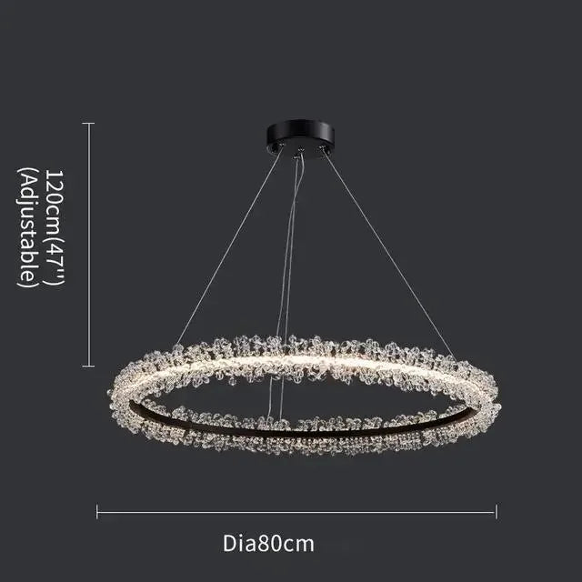 DecorBites™ Crystal Gold Ring LED Chandelier for Home Decoration Luxurious Living Room Dining Bedroom