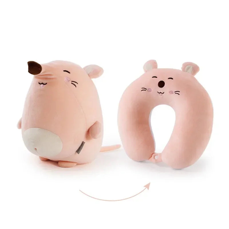 DecorBites™ Cute Plush Animal Neck Pillow for Comfortable Travel & Office Rest