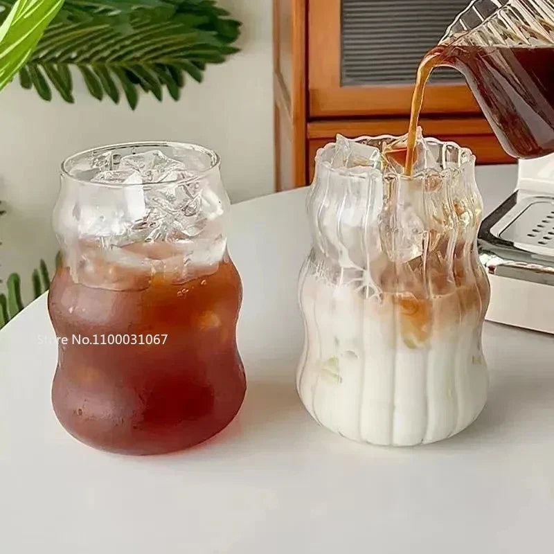 Tasse en verre à rayures résistante à la chaleur DecorBites™ pour la maison et le bureau