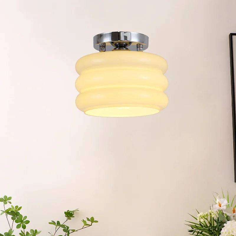 DecorBites™ Creamy Glass Iron LED Ceiling Light - Modern Indoor Lighting Fixtures