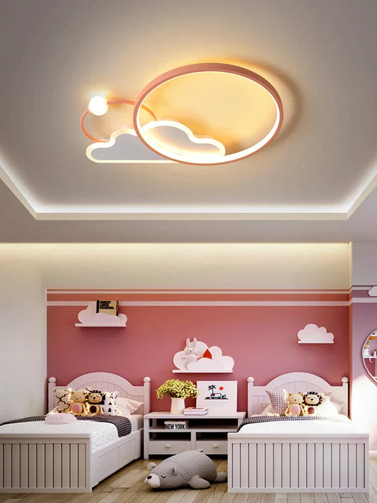 مصباح سقف LED للأطفال من DecorBites™: ثريا حضانة عصرية لغرفة النوم، مصباح كرتوني ذكي