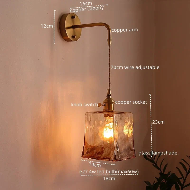 DecorBites™ مصابيح حائط LED يابانية لغرفة المعيشة والقهوة والشرفة والسلالم بتصميم نحاسي زجاجي