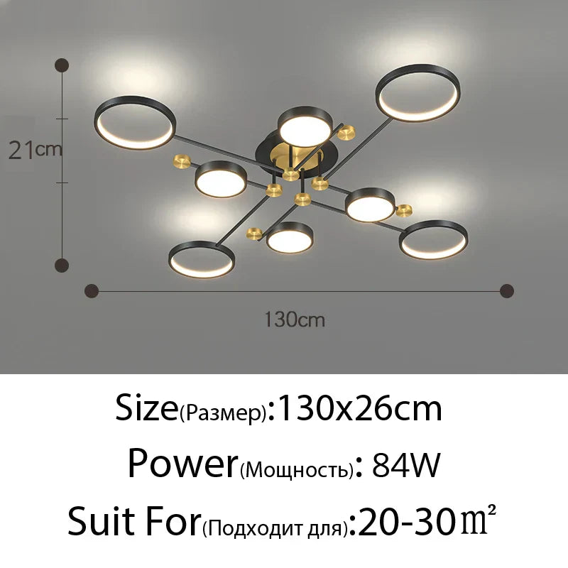 نجفة DecorBites™ بإطار ذهبي LED: إضاءة عصرية لغرفة المعيشة وغرفة النوم - تركيبات داخلية وثريات