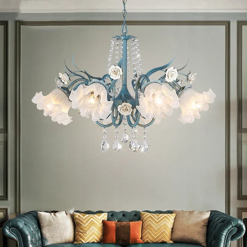 ثريا زهور كريستال DecorBites™: إضاءة LED فاخرة على الطراز الفرنسي للمنزل أو الفندق أو المتجر