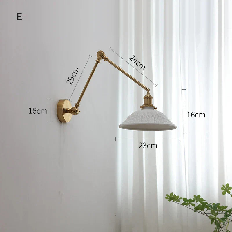 DecorBites™ Copper Swing Arm Wall Lights Sconce Up Down LED Modern Ceramic Lampshade