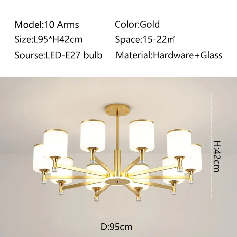 DecorBites™ Glass Chandelier: Nordic Modern LED Hanging Light for Living Room and Bedroom