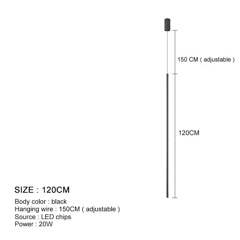 Modern Black Aluminum Linear Pendant Light