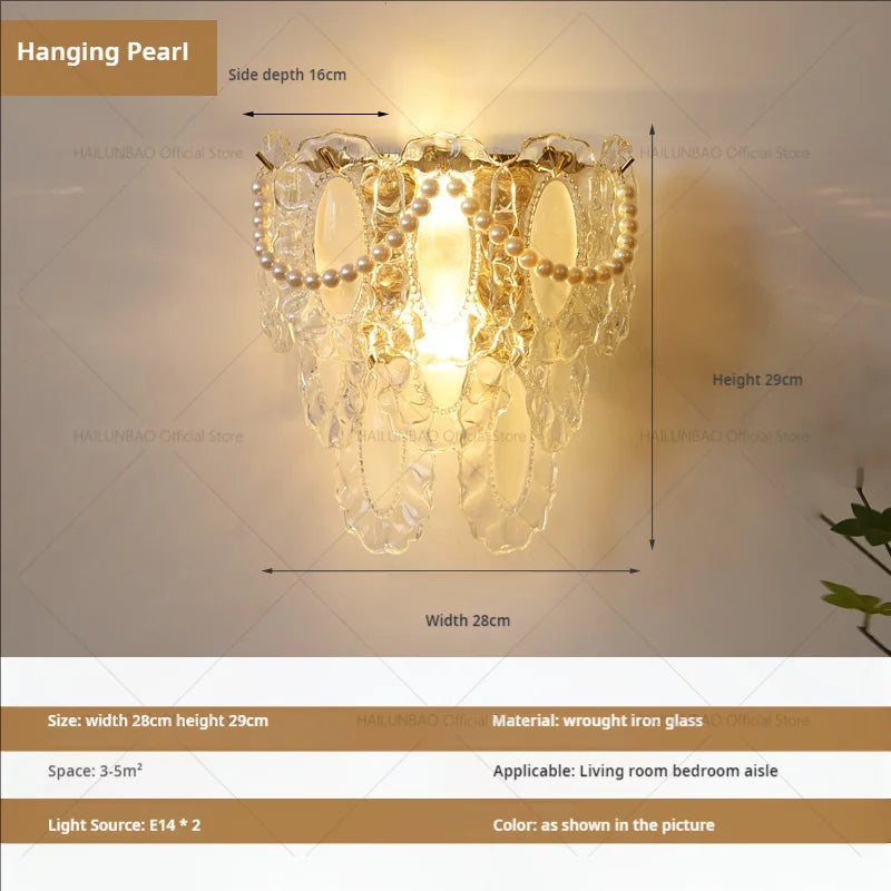 DecorBites™ مصباح حائط زجاجي كريستالي فاخر للممرات وغرف المعيشة وغرف النوم والإضاءة في الممرات