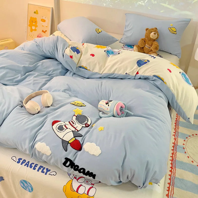 DecorBites™ Cotton Bedding Set Cute Pattern Soft Comforter Single/Double Size Duvet Cover