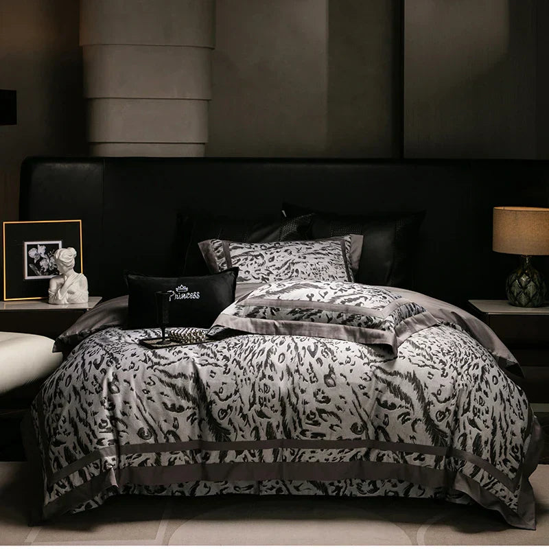DecorBites™ 1000TC Egyptian Cotton Zebra Print Bedding Set with Duvet Cover, Sheet, Pillowcases