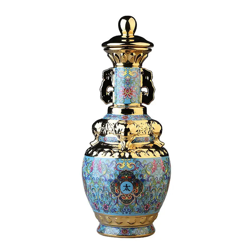 DecorBites™ Jingdezhen زجاجة نبيذ خزفية 5 كجم مجموعة محكمة الغلق عالية الجودة برطمان نبيذ أبيض