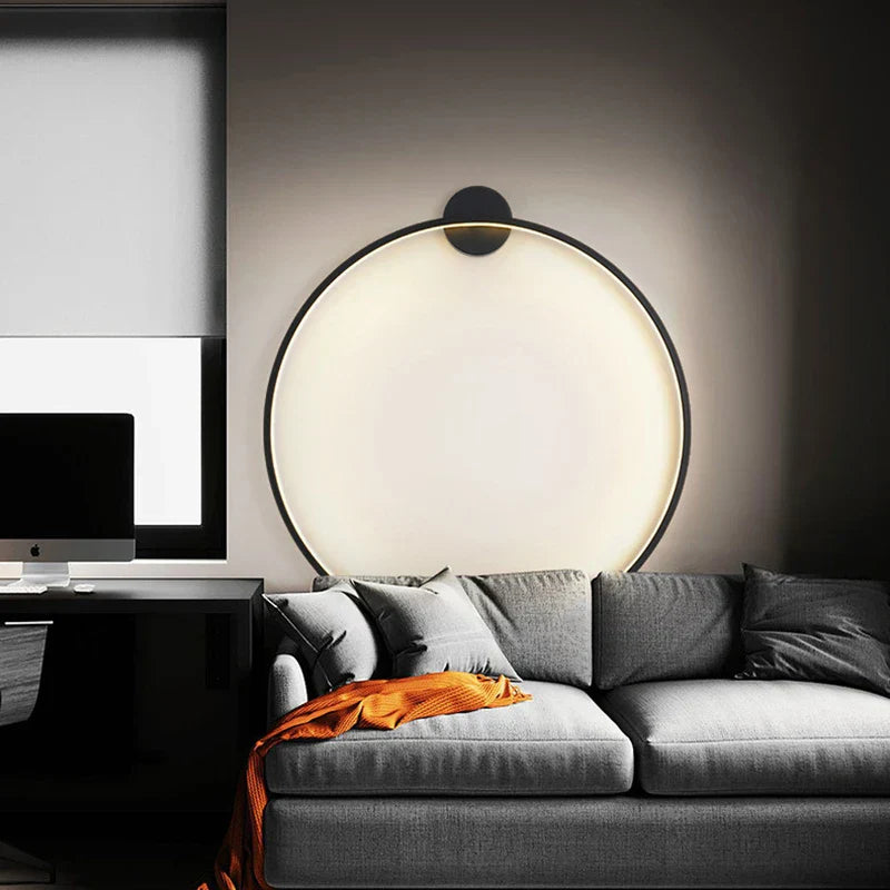 DecorBites™ مصباح حائط LED ذهبي أسود على شكل حلقة لغرفة المعيشة وغرفة النوم