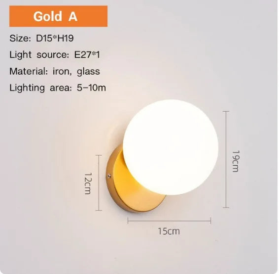 Applique murale LED DecorBites™ boule de verre dorée pour la décoration du salon, de la chambre et de la salle de bain