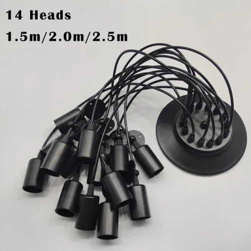 Black Industrial Spider Pendant Light, 6-Light Iron