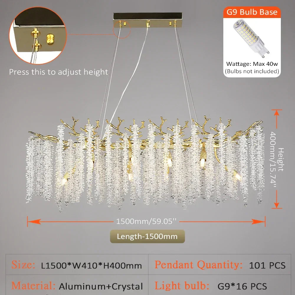DecorBites™ Crystal Tassel Chandelier Luxury Pendant for Home, Living Room, Dining Room, Hotel Hall