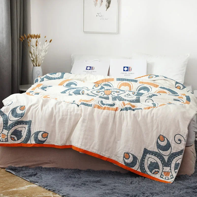 DecorBites™ Cotton Nordic Throw Blanket - Soft Summer Quilt for Single/Double Beds - Boho Home Decor Cover