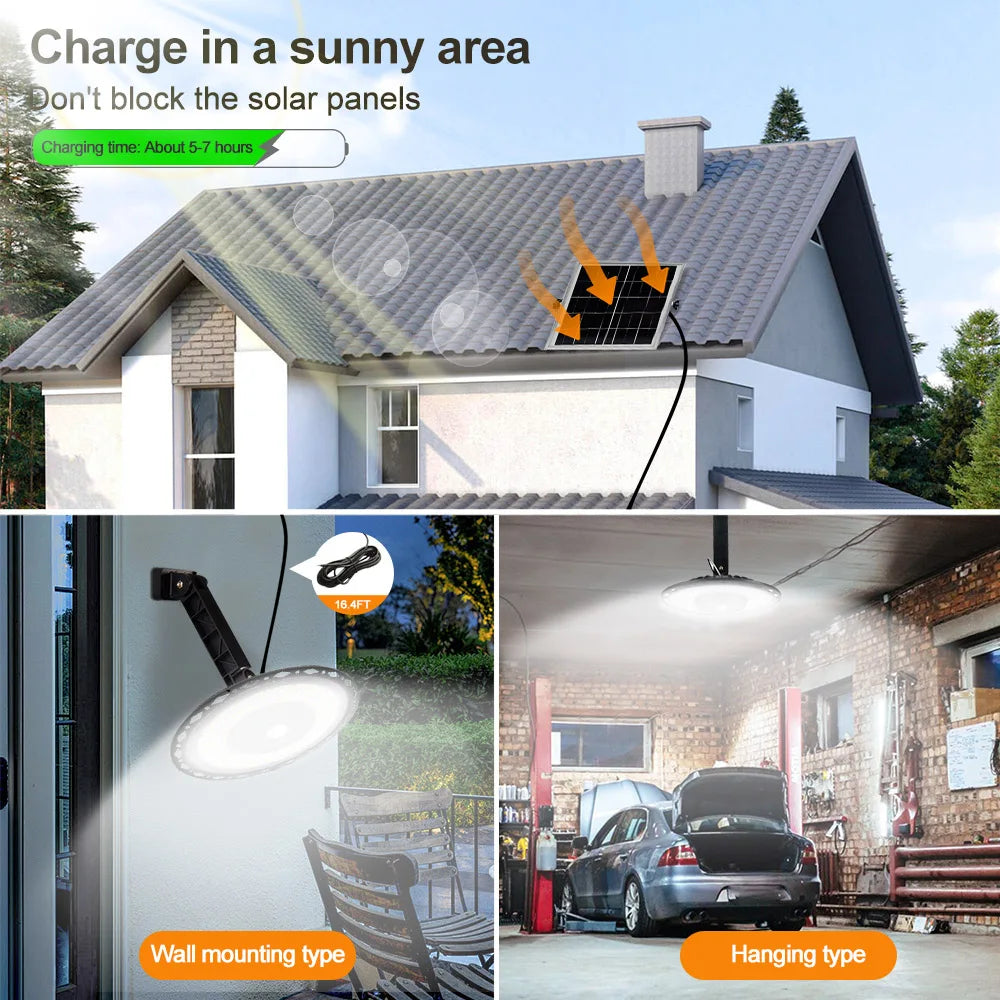 DecorBites™ 180LED Solar Shed Light with Remote, 5 Modes for Yard, Garage, Gazebo
