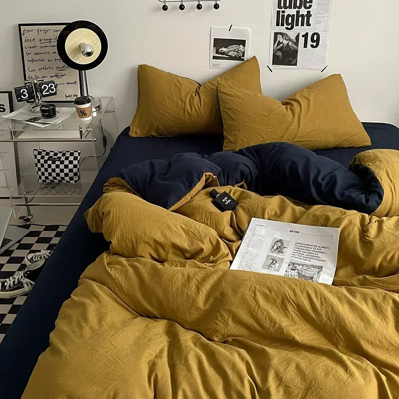 DecorBites™ Cotton Bedding Set with Comforter Cover, Sheet, and Pillowcase Set