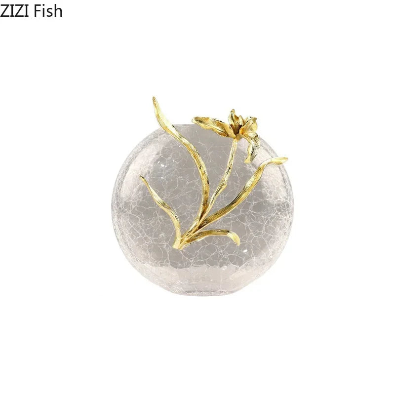 مزهرية زجاجية على شكل زهرة ذهبية من DecorBites™ لتزيين المكتب، فازات زهور جمالية، ديكور للغرفة