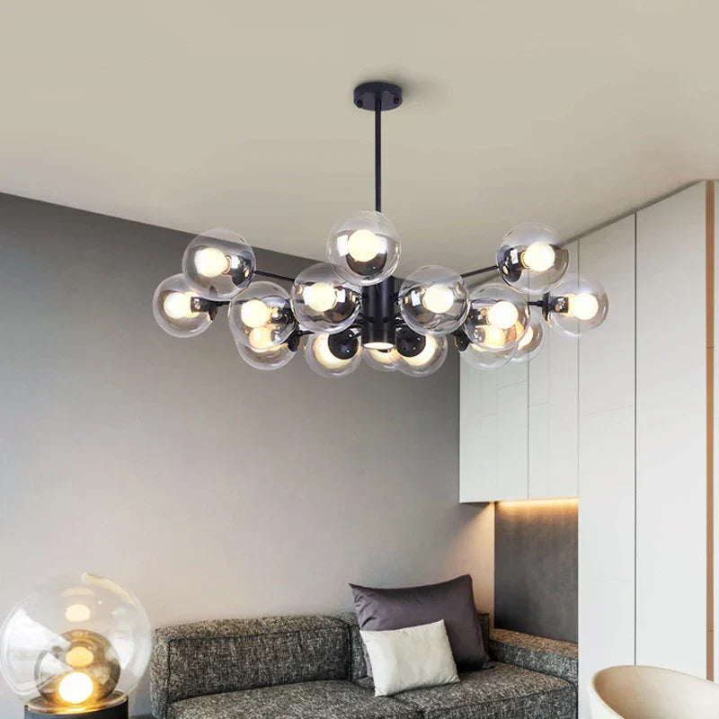 DecorBites™ Glass Ball LED Chandelier for Bedroom Dining Room - Elegant Ceiling Pendant Lamp