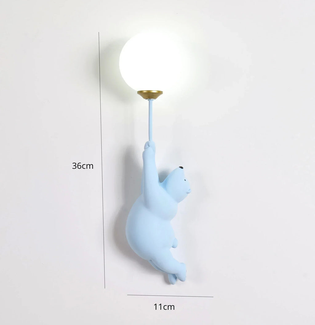 DecorBites™ مصباح حائط للأطفال بتصميم دب وقمر | إضاءة داخلية لغرفة النوم مطبوعة ثلاثية الأبعاد