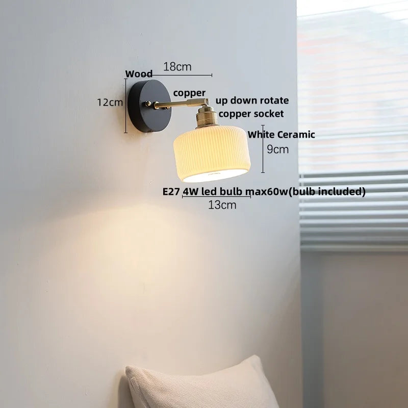 DecorBites™ LED Wall Light Fixture Modern Black Wood Copper Sconce