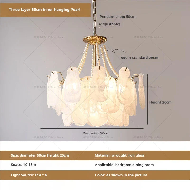 DecorBites™ French Chandelier Garden Light with K9 Crystal | Elegant Pearl Shell Design
