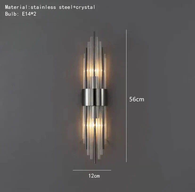 DecorBites™ Clear Crystal LED Wall Lamp Stainless Steel Sconces