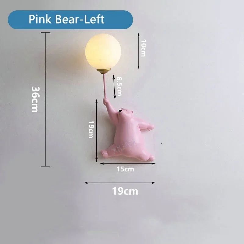 DecorBites™ مصباح جداري بتصميم دب وقمر لديكور غرفة نوم البنات