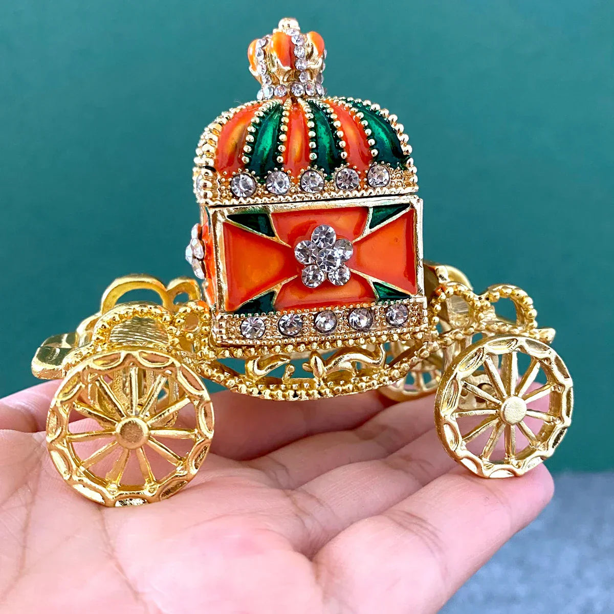 صندوق مجوهرات DecorBites™ على شكل عربة من المينا، حامل خاتم الزواج، تمثال مصغر، ديكور منزلي